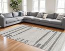 94 X 130 Ivory  Grey Polyester Rug