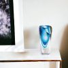 8" Clear and Blue Crystal Table Vase