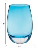 8 Mouth Blown Crystal Lead Free Oval Thick Aqua Blue Walled Vase