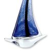 9" Clear and Blue Murano Glass Modern Abstract Tabletop Sculpture