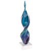 18" Blue and Green Murano Glass Modern Abstract Tabletop Sculpture