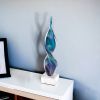 18" Blue and Green Murano Glass Modern Abstract Tabletop Sculpture