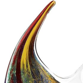 17" Red and Yellow Murano Glass Fish Figurine Tabletop Sculpture