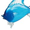 16" Blue Murano Glass Fish Figurine Tabletop Sculpture