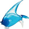 16" Blue Murano Glass Fish Figurine Tabletop Sculpture