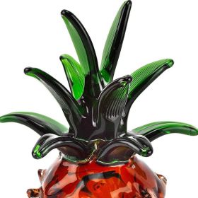 9" Orange Murano Glass Pineapple Statue Tabletop Sculpture