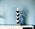 Black Crystal Geometric Tabletop Pillar Candle Holders