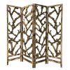 84" Brown Solid WoodFolding Four Panel Screen Room Divider