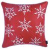 Set Of Four Red 18" Christmas Snowflakes Throw Pillow Covers