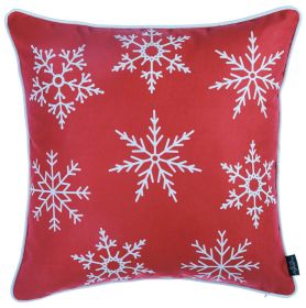 Set Of Two Red 18" Christmas Snowflakes Throw Pillow Covers