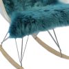 2' X 3' Steel Blue New Zealand Natural Sheepskin Rug