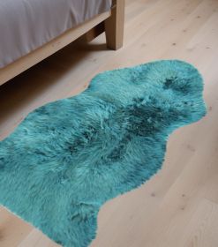 2' X 3' Steel Blue New Zealand Natural Sheepskin Rug