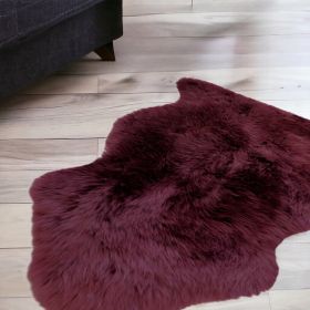 2' X 3' Burgundy New Zealand Natural Sheepskin Rug