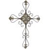 Large Gray Metal Scroll Design Gray Hanging Cross Wall Decor