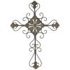 29" Gray Metal Scroll Design Gray Hanging Cross Wall Decor