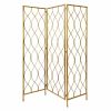 Golden Scroll Three Panel Room Divider Screen