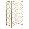 Golden Scroll Three Panel Room Divider Screen