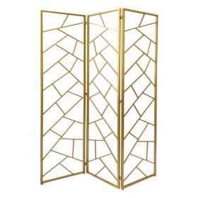 71" Gold IronFolding Three Panel Screen Room Divider