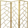 71" Gold IronFolding Three Panel Screen Room Divider