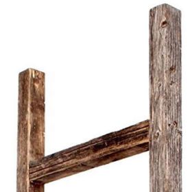 48" Gray Rustic Four Step Wood Ladder Shelf