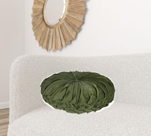 15" X 15" Green Round Velvet Throw Pillow