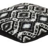 Jet Black And White Geo Throw Pillow