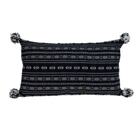 Black And Gray X Pom Throw Pillow