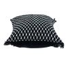 Jet Black And White Woven Lumbar Pillow