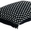 Jet Black And White Woven Lumbar Pillow