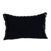 Jet Black And White Woven Lumbar Pillow