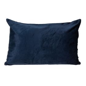 Inky Blue Velvet Lumbar Throw Pillow