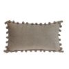 Taupe Pom Pom Lumbar Throw Pillow