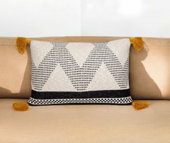 20" Beige And Black Knit Throw Pillow