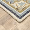 3' X 8' Blue And Ivory Bohemian Runner Rug