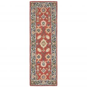 3' X 8' Red And Blue Bohemian Area Rug