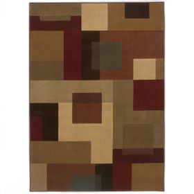 5' X 8' Red And Tan Geometric Area Rug