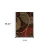 4' X 6' Brown And Red Abstract Area Rug