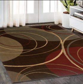 5' X 8' Brown And Red Abstract Area Rug