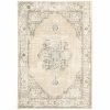 8' X 10' Beige And Ivory Center Jewel Area Rug