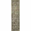 2' X 8' Green And Brown Floral Runner Rug