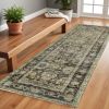 2' X 8' Green And Brown Floral Runner Rug