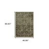 4' X 6' Green And Brown Floral Area Rug