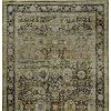 4' X 6' Green And Brown Floral Area Rug