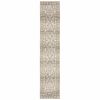 3' X 12' Beige And Ivory Medallion Runner Rug