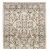 3' X 12' Beige And Ivory Medallion Runner Rug