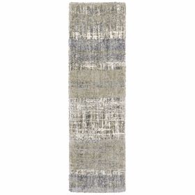 2' X 8' Grey And Ivory Abstract Lines Runner Rug