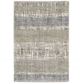 7' X 9' Grey And Ivory Abstract Lines Area Rug