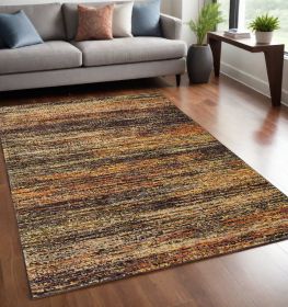 5' X 8' Gold And Slate Abstract Area Rug