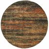 7' Round Gold And Slate Abstract Area Rug