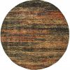 7' Round Gold And Slate Abstract Area Rug